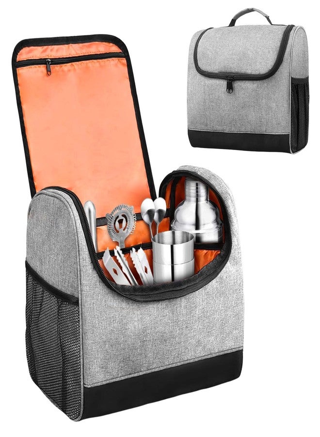 Jenlan Portable Bartender Bag with Handle - Professional Bar Tool Organizer for Travel | Carrying Case for Cocktail Shaker, Mixing Tools, Accessories | Home, Outdoor, Patio Party Essential (Gray) - Image 1